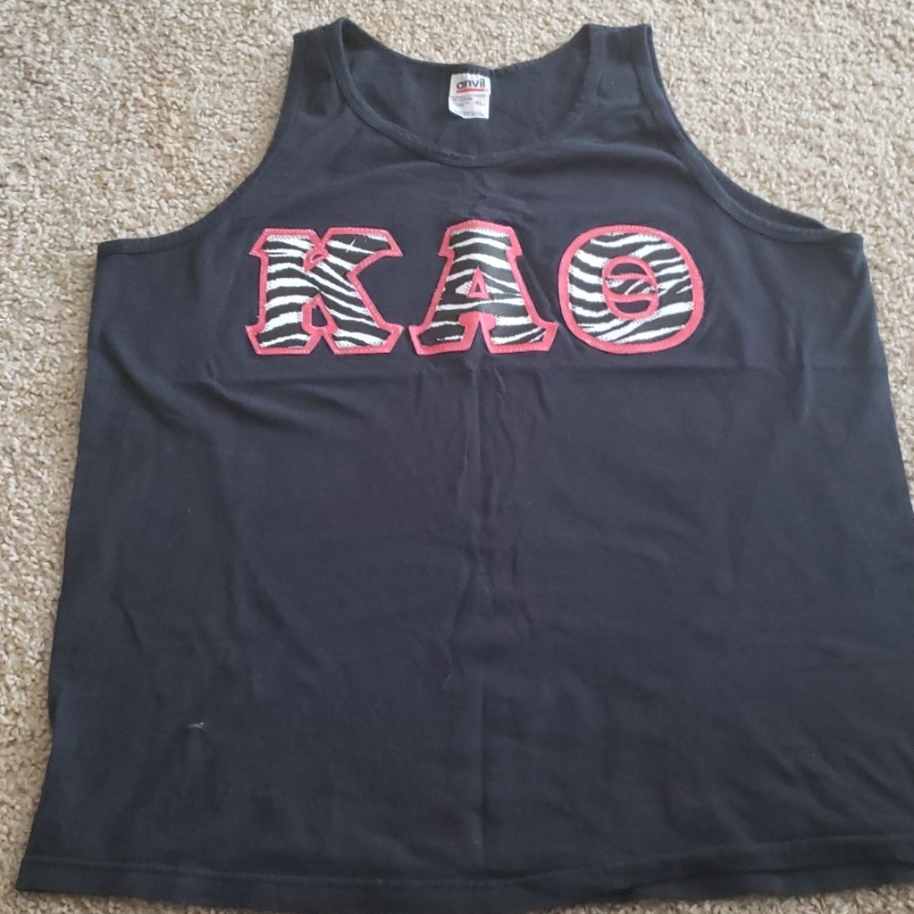 Kappa Alpha Theta zebra letter tank